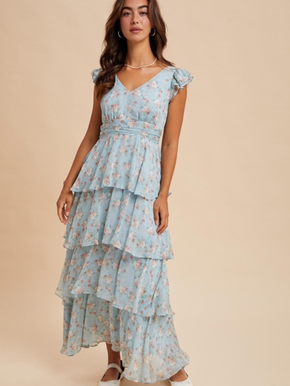 Tiered Chiffon Floral Dress